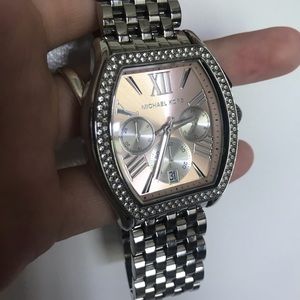 new silver and rose gold Michael Kors watch